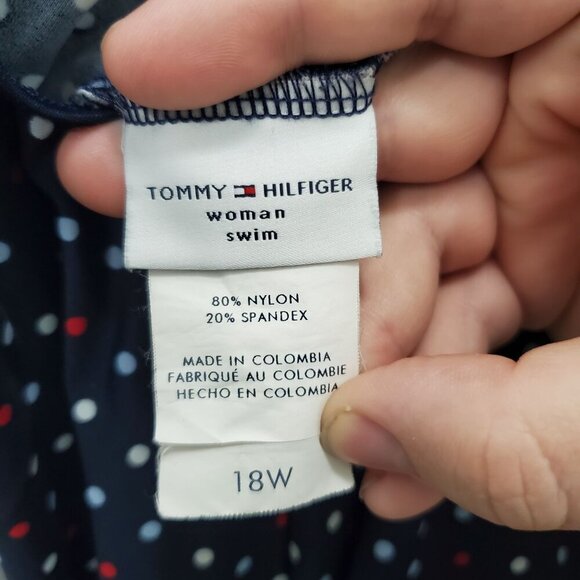 Tommy Hilfiger Woman Navy Blue Polka Dot Surplus One Piece Swimsuit Plus Sz 18W - Picture 6 of 7